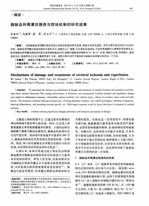 脑缺血和再灌注损伤与防治机制的研究进展