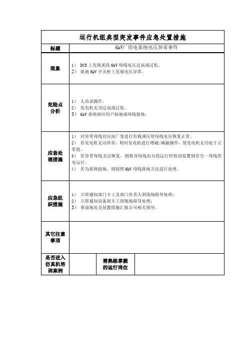 《运行机组典型突发事件应急处置措施》-6kV厂用电系统电压异常