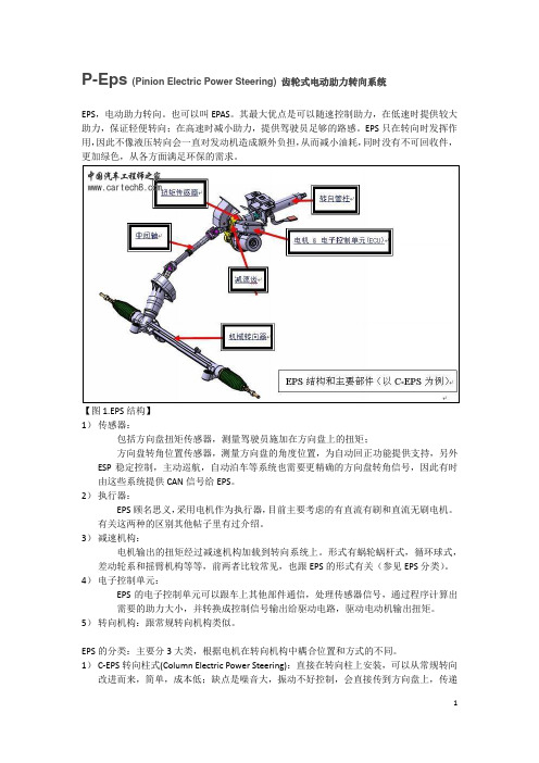 P-Eps (Pinion Electric Power Steering) 齿轮式电动助力转向系统