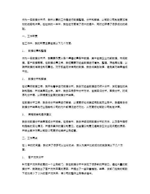 数据分析师述职报告