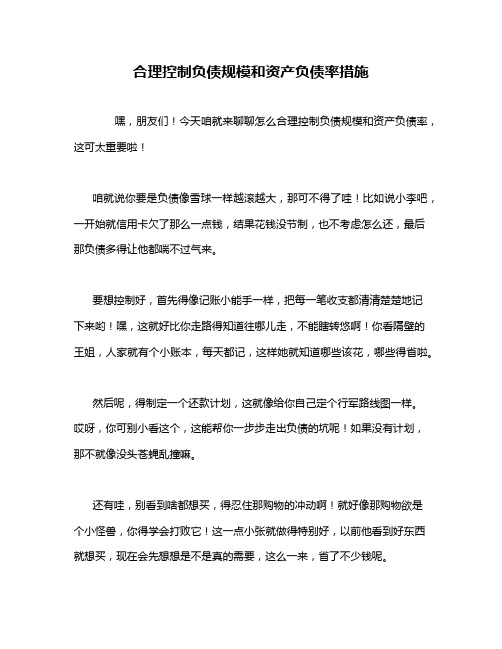 合理控制负债规模和资产负债率措施