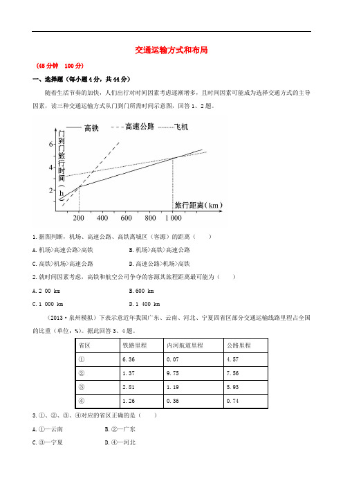 高考地理一轮专题复习《人文地理》交通运输方式和布局课时提升作业