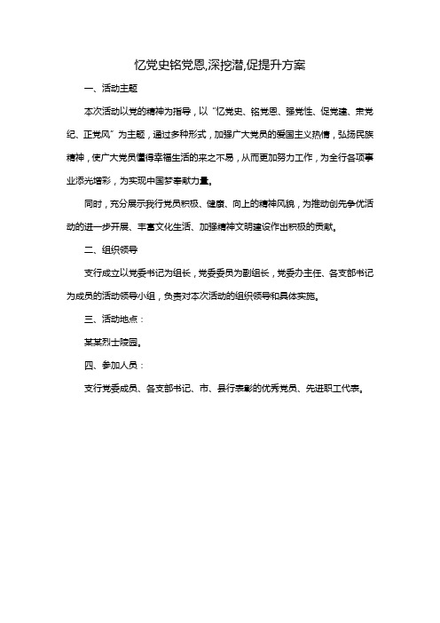 忆党史铭党恩,深挖潜,促提升方案