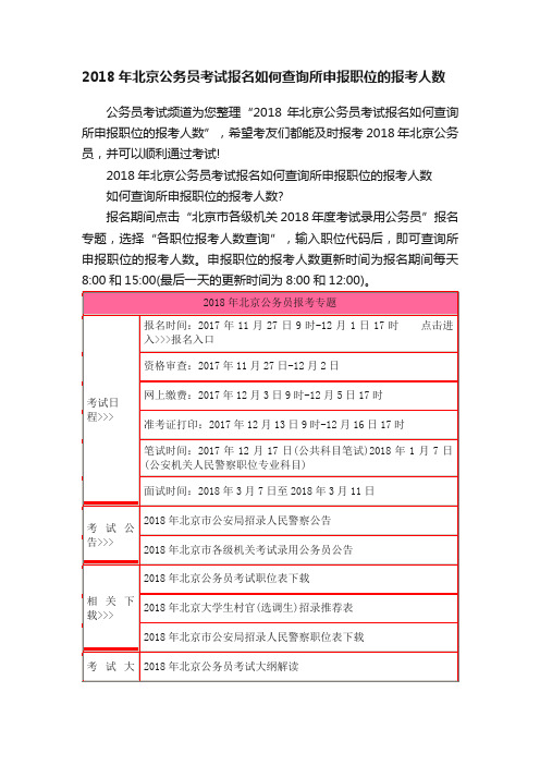 2018年北京公务员考试报名如何查询所申报职位的报考人数