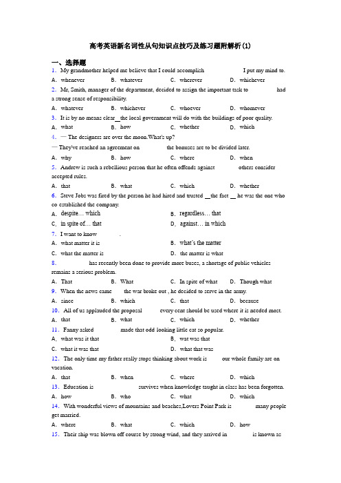 高考英语新名词性从句知识点技巧及练习题附解析(1)