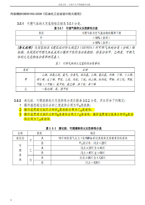 国家标准GB50160中有关安全距离列表