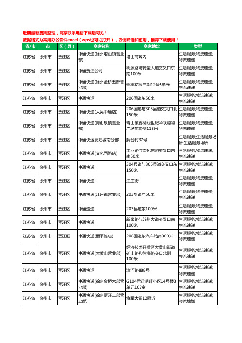 2020新版江苏省徐州市贾汪区中通快递工商企业公司商家名录名单黄页联系方式电话大全25家