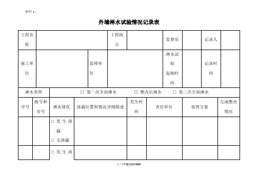 外墙淋水试验情况记录表