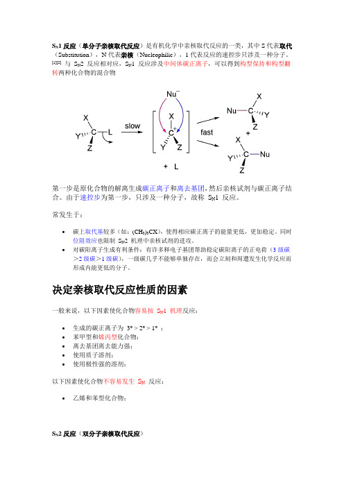 反应类型 Sn1 Sn2 SNAr