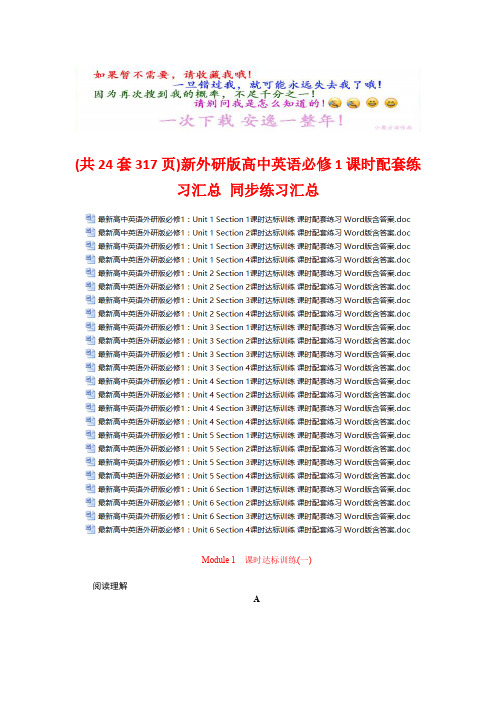 (共24套317页)新外研版高中英语必修1课时配套练习汇总 同步练习汇总