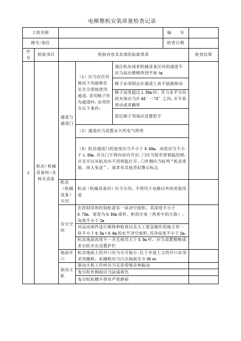 电梯整机安装质量检查记录