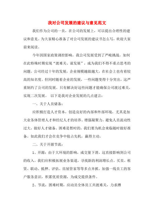 我对公司发展的建议与意见范文