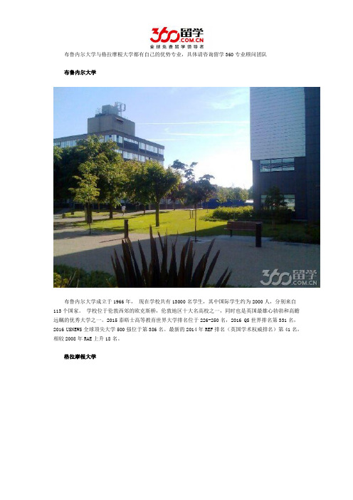 布鲁内尔大学与格拉摩根大学哪个好