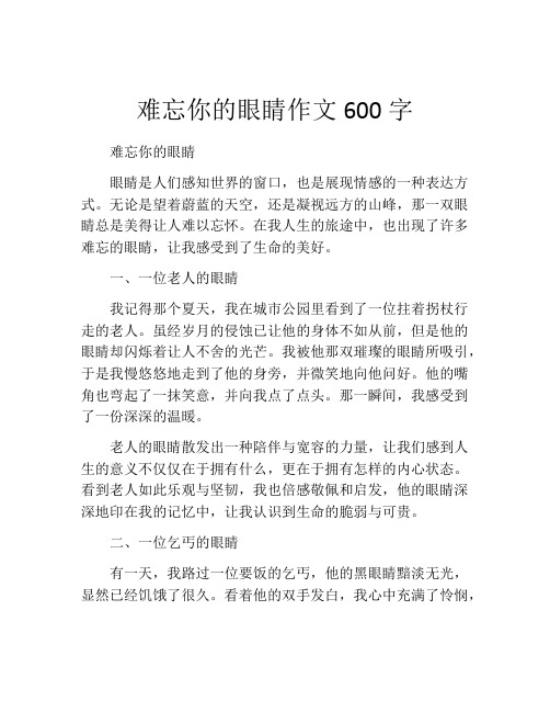 难忘你的眼睛作文600字