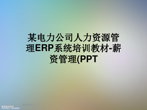 某电力公司人力资源管理ERP系统培训教材-薪资管理(PPT