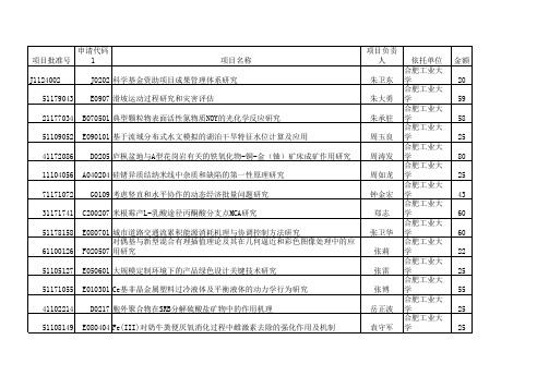 2011年国家自然基金获得者名录——合肥工业大学