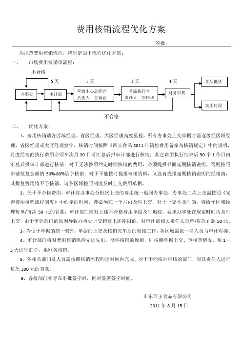 费用核销流程优化方案(确定版)