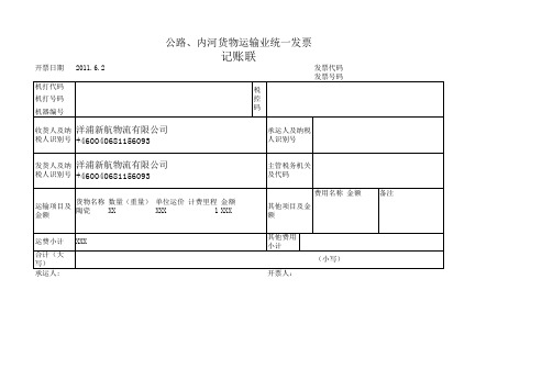 公路、内河货物运输业统一发票样板