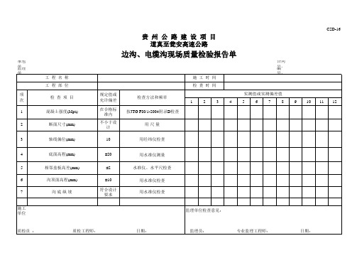 边沟、电缆沟现场质量检验报告单