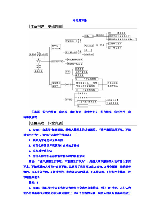 【高中政治】高中政治必修四检测：第四单元 单元复习课 Word版含答案