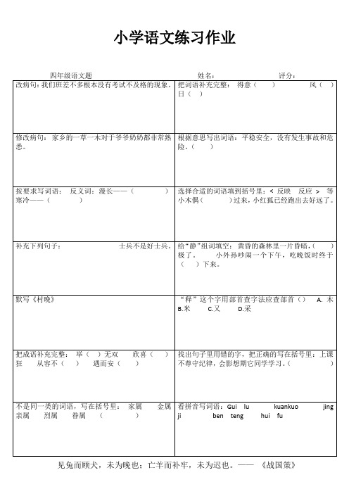 小学四年级语文提优训练IV (34)