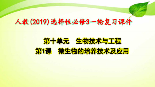 10-1 微生物的培养技术及应用【人教(2019)选择性必修3一轮复习课件】