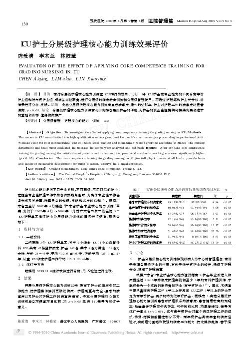 ICU护士分层级护理核心能力训练效果评价