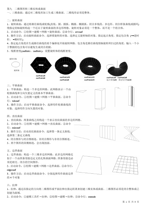 9、二维图形转三维实体或曲面(完成)