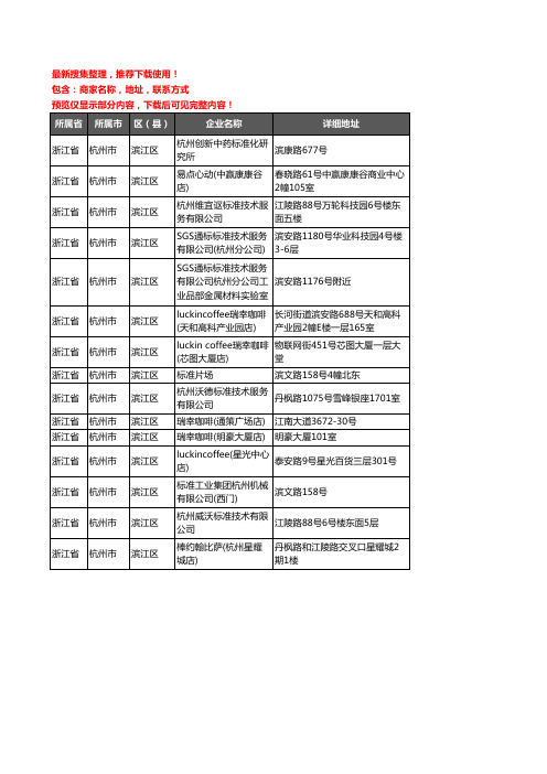 新版浙江省杭州市滨江区标准件企业公司商家户名录单联系方式地址大全15家