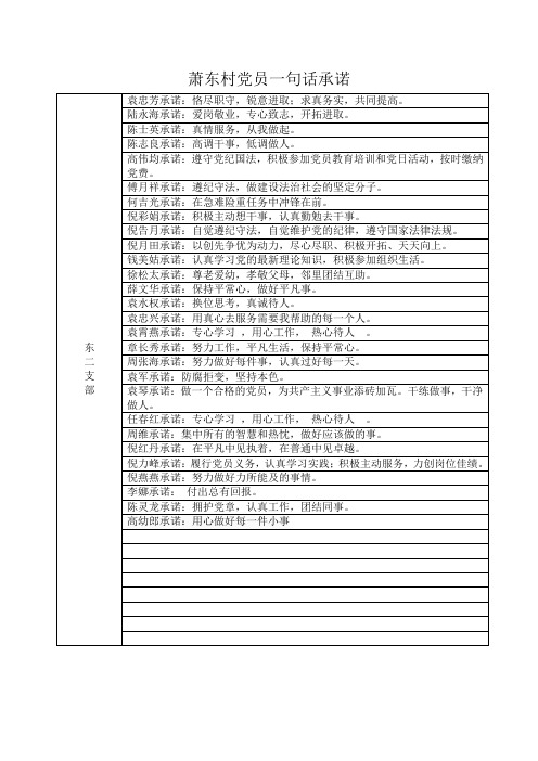 萧东村党员一句话承诺