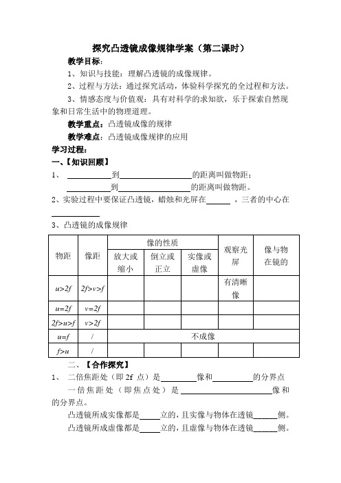 凸透镜成像规律学案