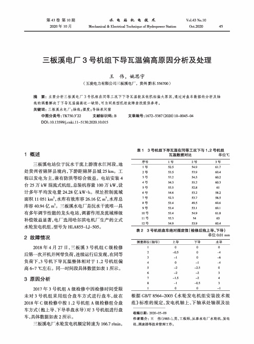 三板溪电厂3号机组下导瓦温偏高原因分析及处理