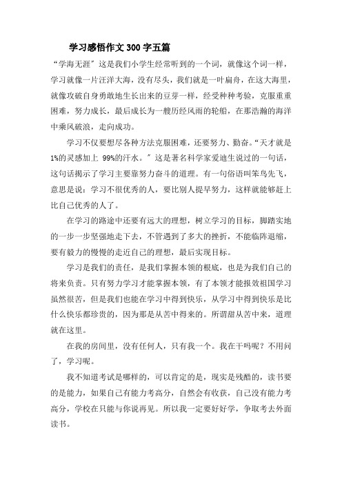 学习感悟作文300字精选