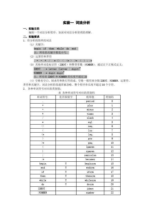 实验1 词法分析