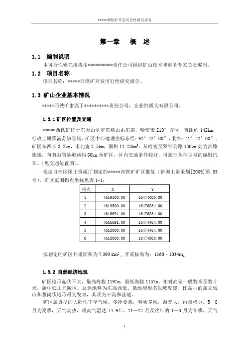 新疆西铁矿开发项目建设可行性研究报告