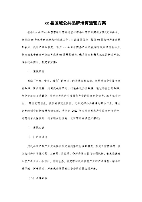 xx县区域公共品牌培育运营方案