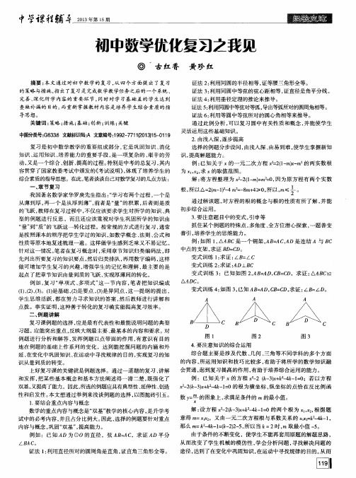 初中数学优化复习之我见