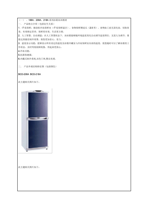 海尔188a、28a、218a系列冰箱管理操作手册