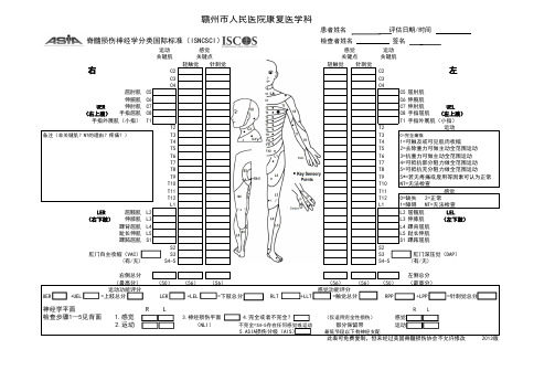 SCI脊髓损伤神经学分类国际标准(ISNCSCI)2013版中文翻译版