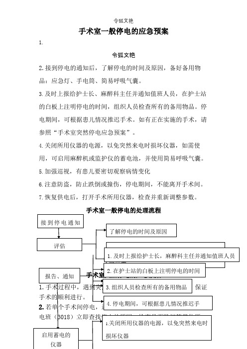 手术室一般停电的应急预案及流程之令狐文艳创作