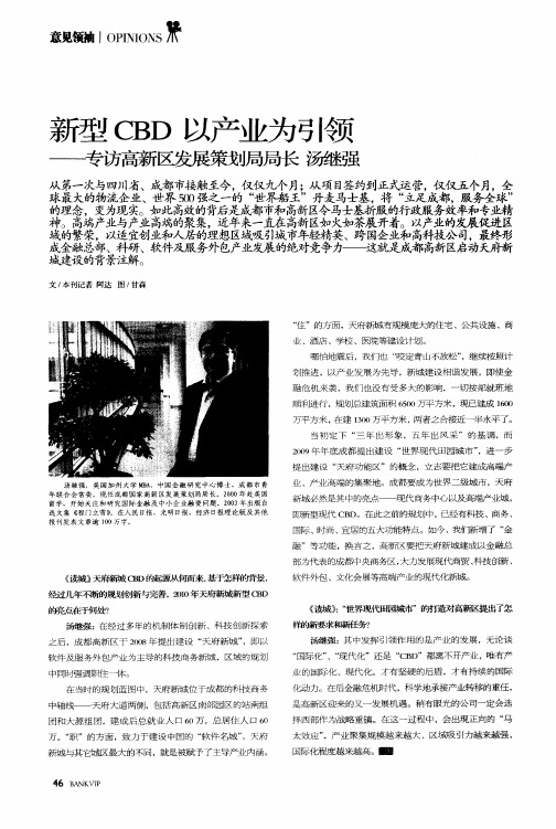 新型CBD以产业为引领——专访高新区发展策划局局长汤继强