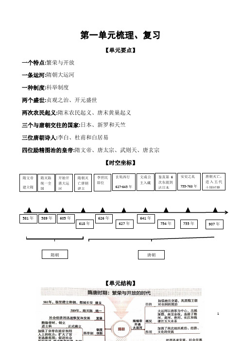 统编人教部编版历史七年级下册历史第一单元梳理、复习(包含答案)