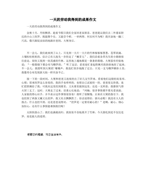 一天的劳动我得到的成果作文