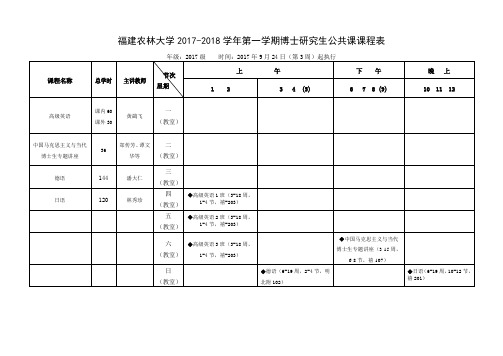 福建农林大学课程表