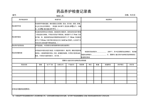 药品养护检查记录表