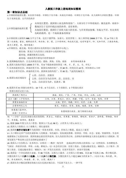 人教版八年级上册地理知识点整理(绝对好)