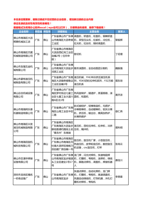 2020新版广东省佛山锻压机床工商企业公司名录名单黄页联系方式大全88家