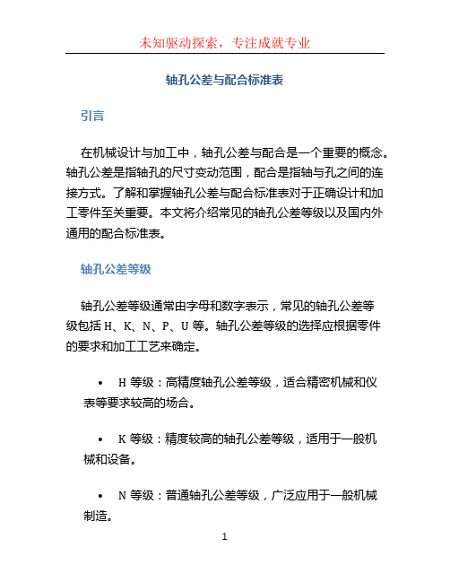 轴孔公差与配合标准表