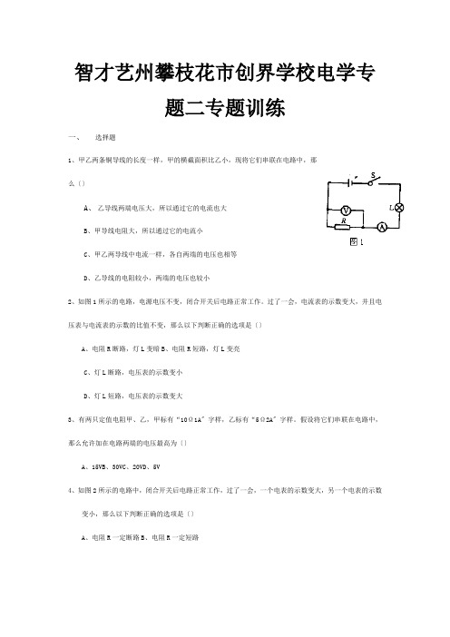 创界学校中考物理知识结构复习3电学专题二专题训练试题