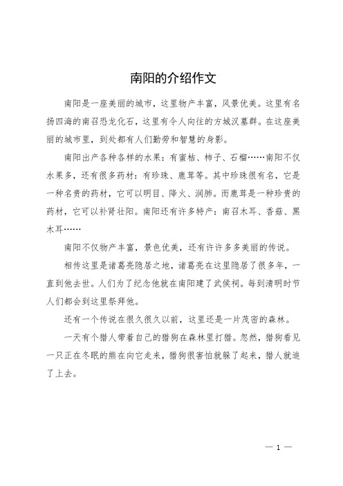 南阳的介绍作文